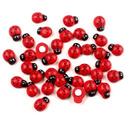 Houten lieveheersbeestjes | knutselen | diy | decoratie | 50 stuks | rood